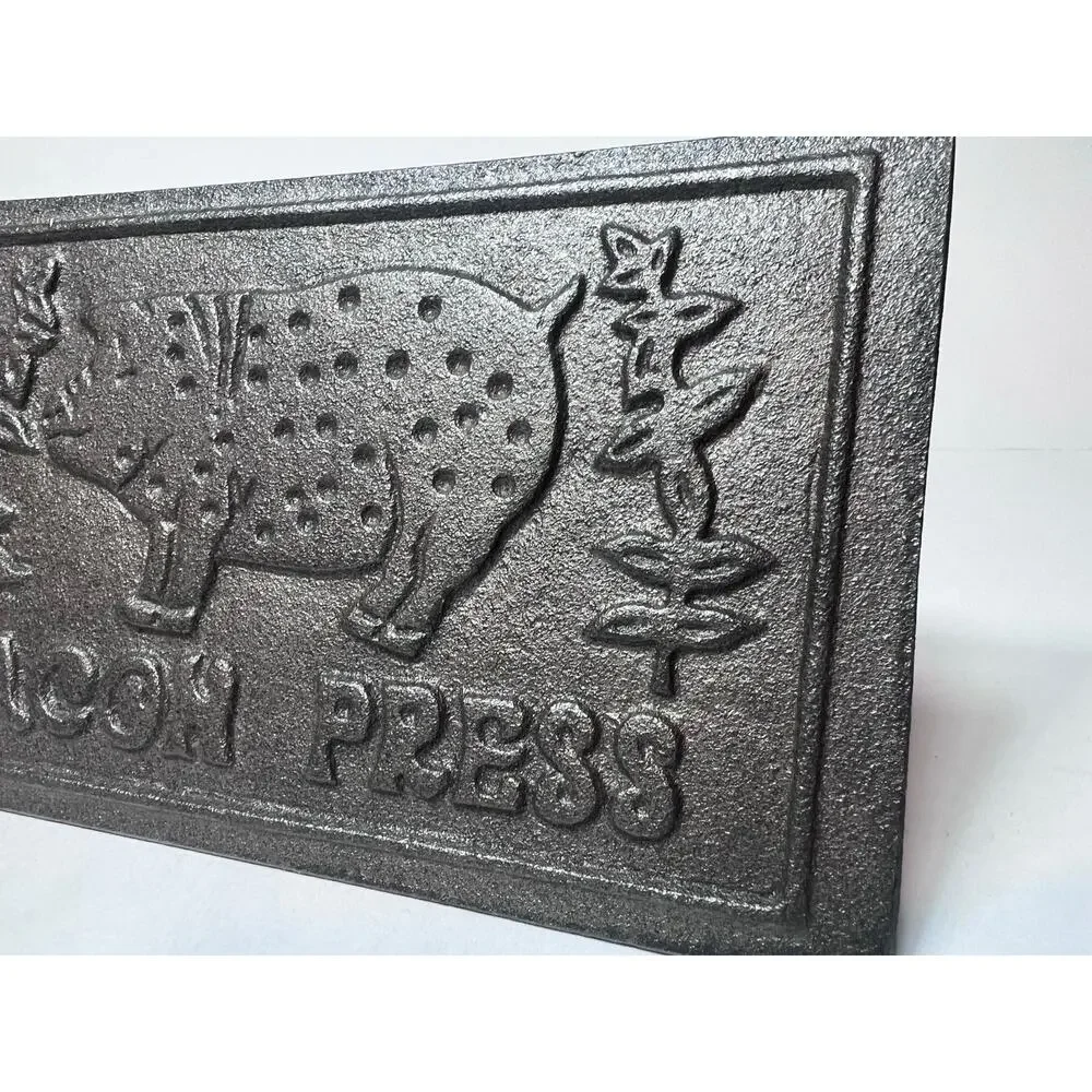 Bacon Press Cast Iron Wood Handle Grill Pressing Steak Cooking Burger Ham BBQ